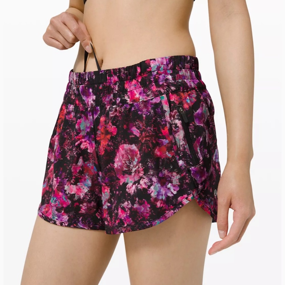 LULULEMON TRACKER SHORT 4”-FLUORO FLORAL MULTI, 8 - Picture 5 of 13